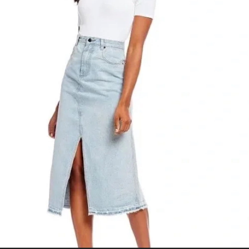 NWOT Gianni Bini Light Blue denim split slit Pencil Skirt size 10/12
